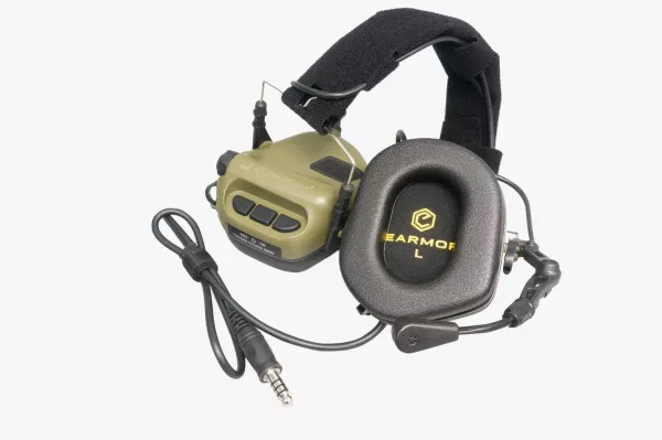 Наушники активные EARMOR ME6 с креплением на шлем (зелёные) 