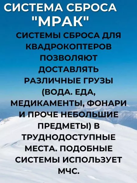 Система доставки (сброса) грузов "Моржоми" для дронов 